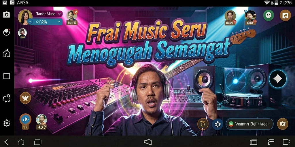 Screenshot gameplay API36 menampilkan fitur permainan musik yang interaktif.