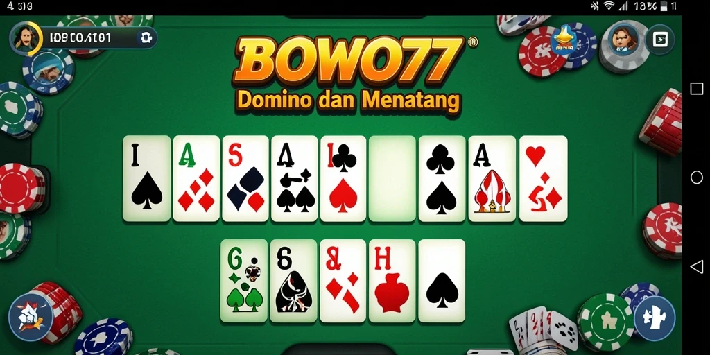 Screenshot utama BOWO77 menampilkan gameplay Domino yang seru.