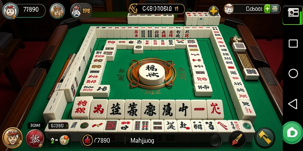 Screenshot gameplay C7890 menampilkan antarmuka Mahjong yang menarik.