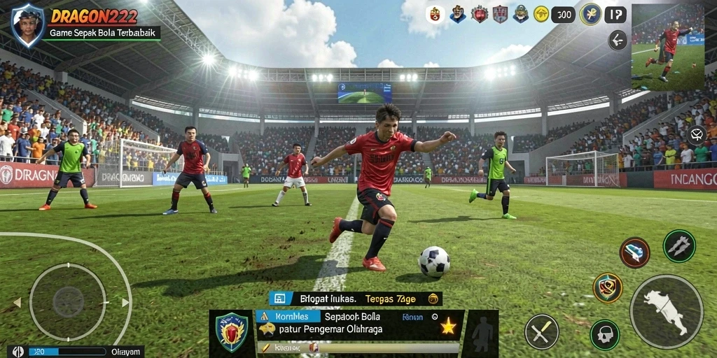 Tampilan gameplay DRAGON222 yang mendebarkan dalam pertarungan sepak bola.