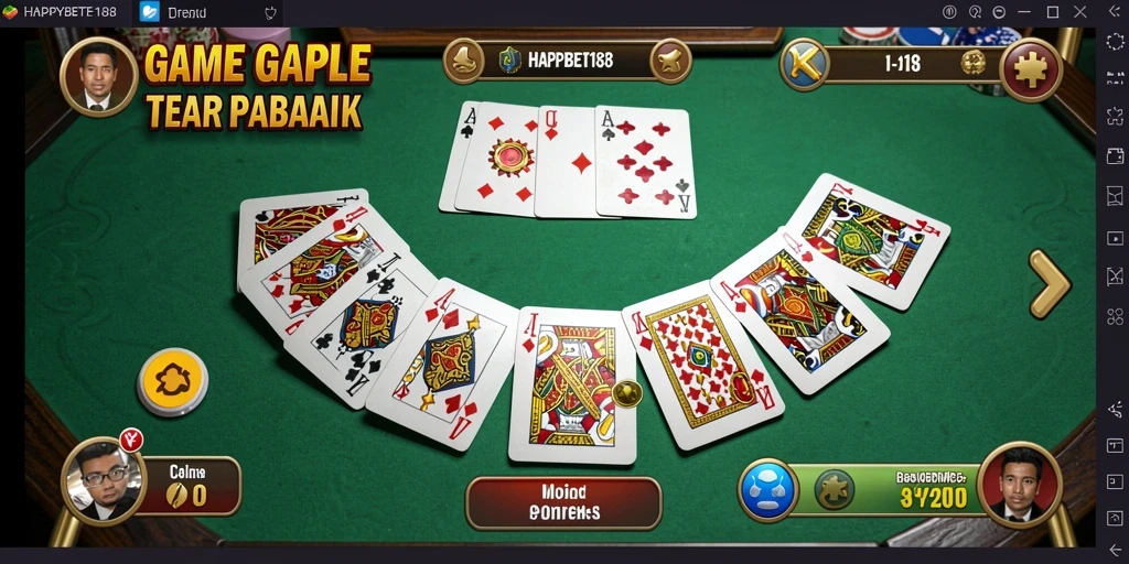 Tangkapan layar utama HAPPYBET188 memperlihatkan aksi seru permainan Gaple.