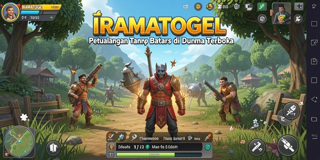 Screenshot gameplay <strong>IRAMATOGEL</strong> menampilkan petualangan seru di dunia terbuka.