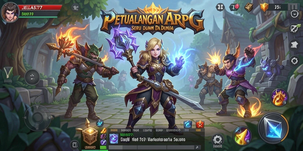 Tampilan gameplay seru dan epik dari JELAS777 dalam petualangan ARPG.