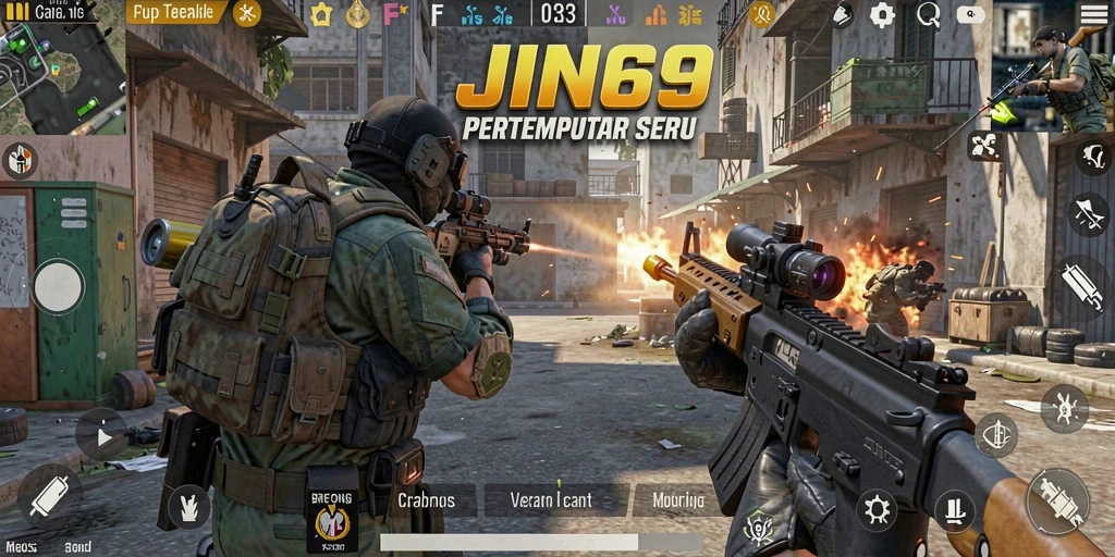 Tangkapan layar utama JIN69 menampilkan aksi mendebarkan dalam game FPS.