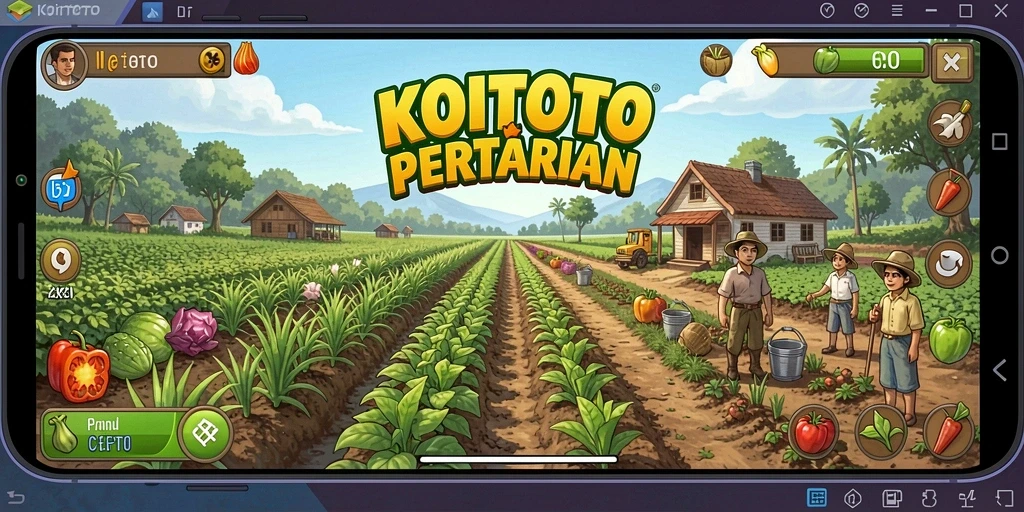 Tampilan utama gameplay KOITOTO dengan aktivitas bertani yang seru.