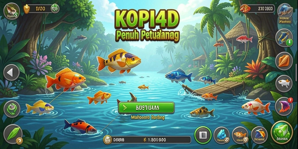 Tampilan gameplay seru dari KOPI4D saat menangkap ikan.