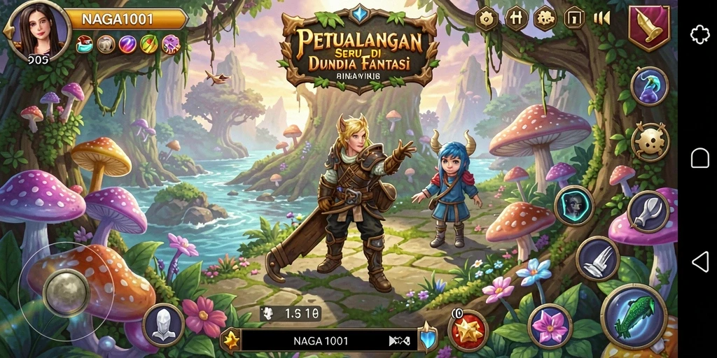Tangkapan layar NAGA1001 menampilkan aksi seru dalam petualangan fantasi.