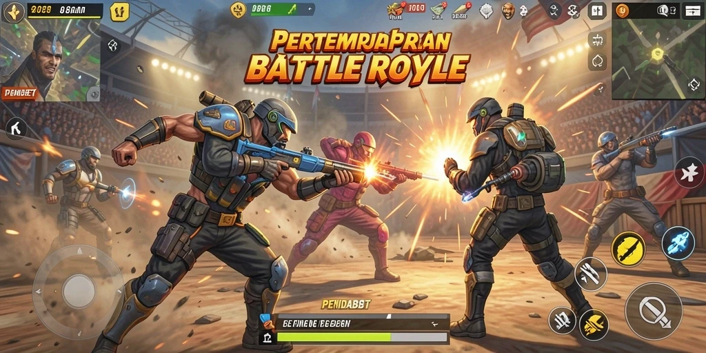 Tampilan gameplay seru di PENIDABET dengan aksi Battle Royale.