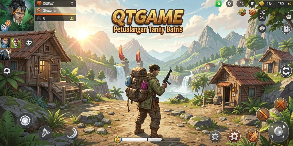Tangkapan layar QTGAME menunjukkan petualangan epik di dunia terbuka.