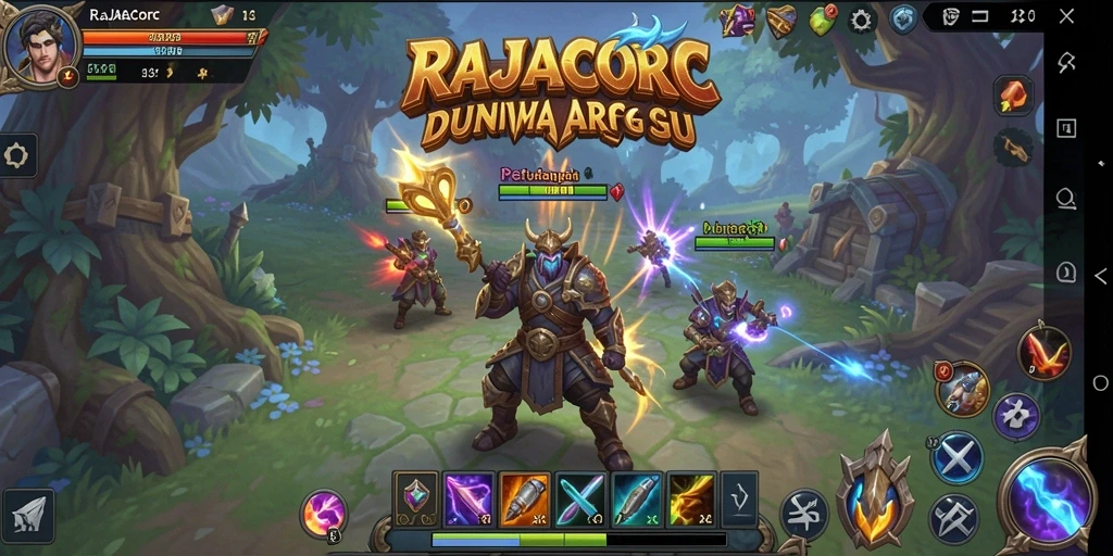 Screenshot RAJACORC menampilkan aksi seru dalam pertarungan ARPG.