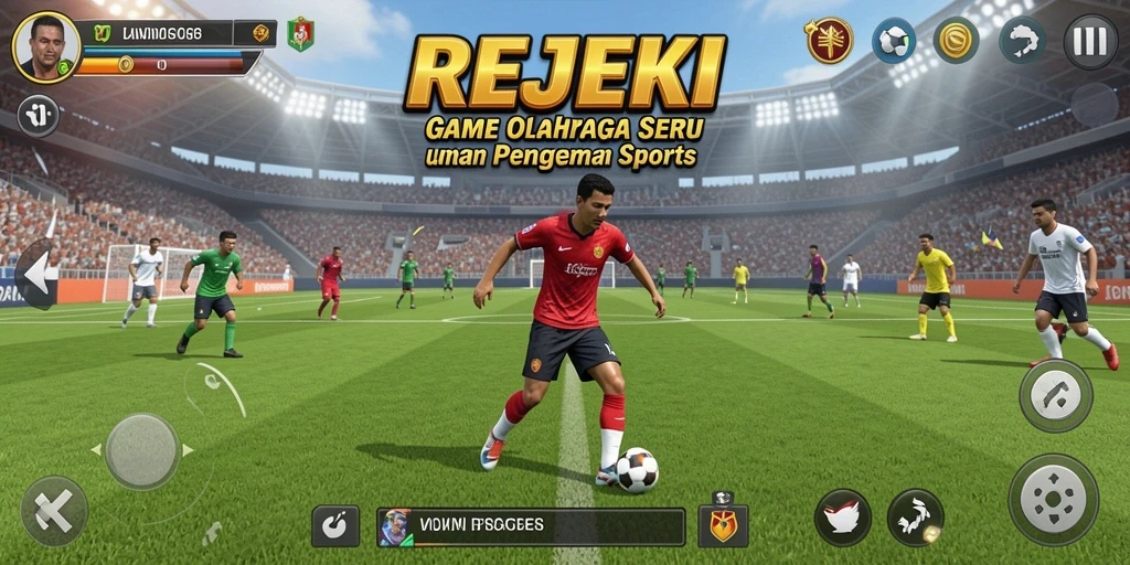 Screenshot gameplay <strong>REJEKI</strong> yang menunjukkan aksi seru di arena olahraga.