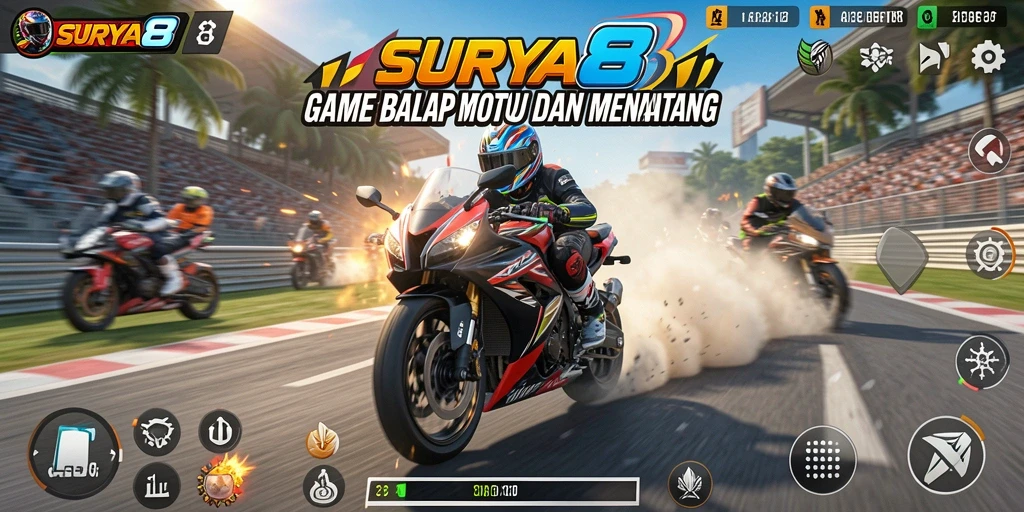 Gameplay balap motor yang seru dan aksi mendebarkan.