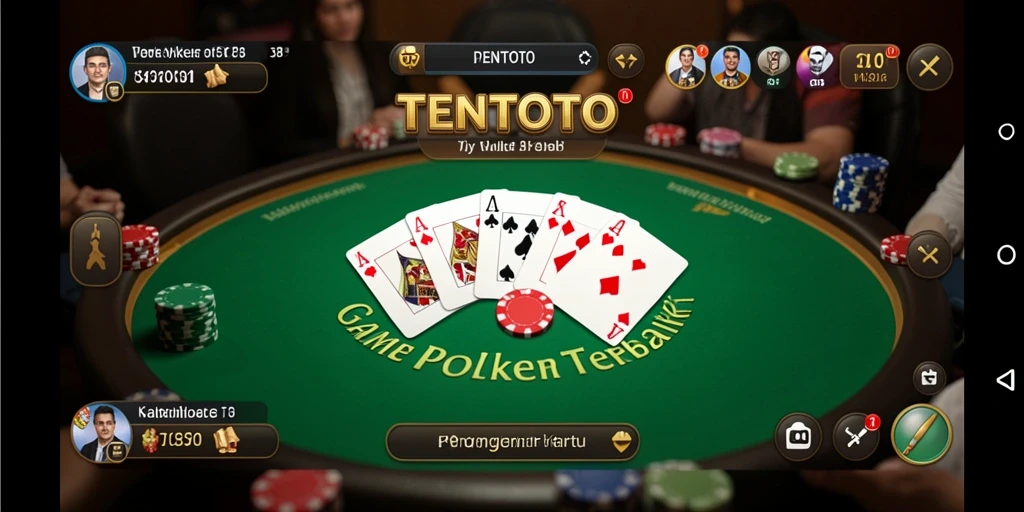 Tampilan gameplay TENTOTO yang menegangkan dalam permainan Poker.