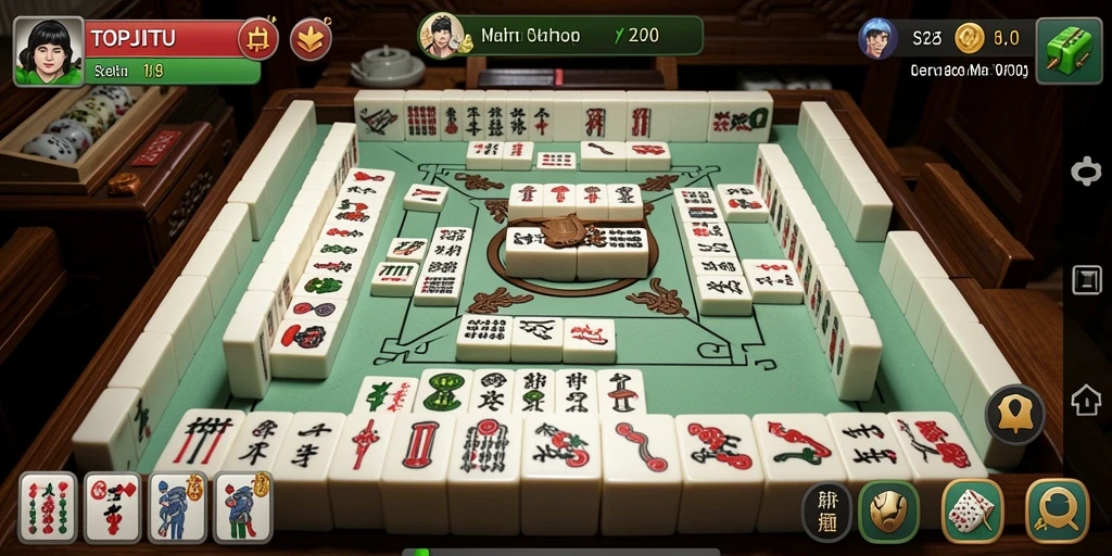 Tampilan gameplay seru dalam permainan Mahjong TOPJITU.