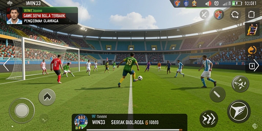 Screenshot dari gameplay menarik di <strong>WIN33</strong> saat pertandingan sepak bola berlangsung.