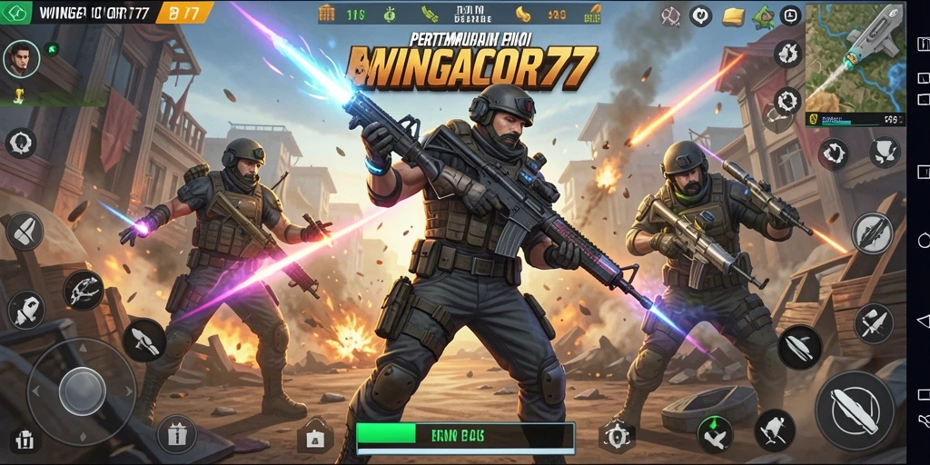 Tampilan gameplay epik dalam WINGACOR77 Battle Royale.